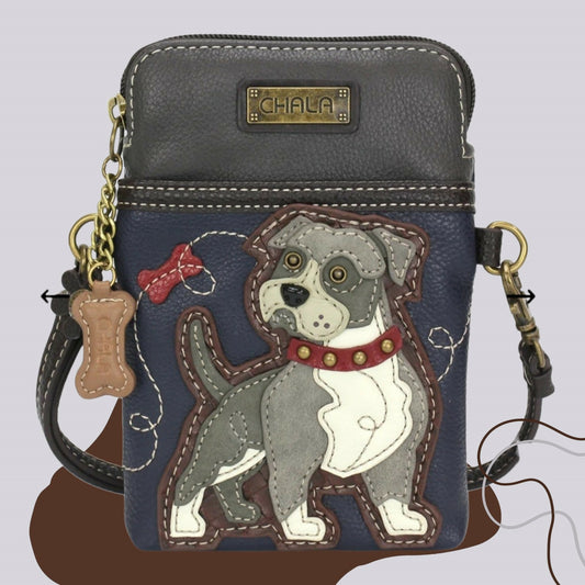 Anytime Crystals Chala Handbags Cellphone Xbody - Pit Bull