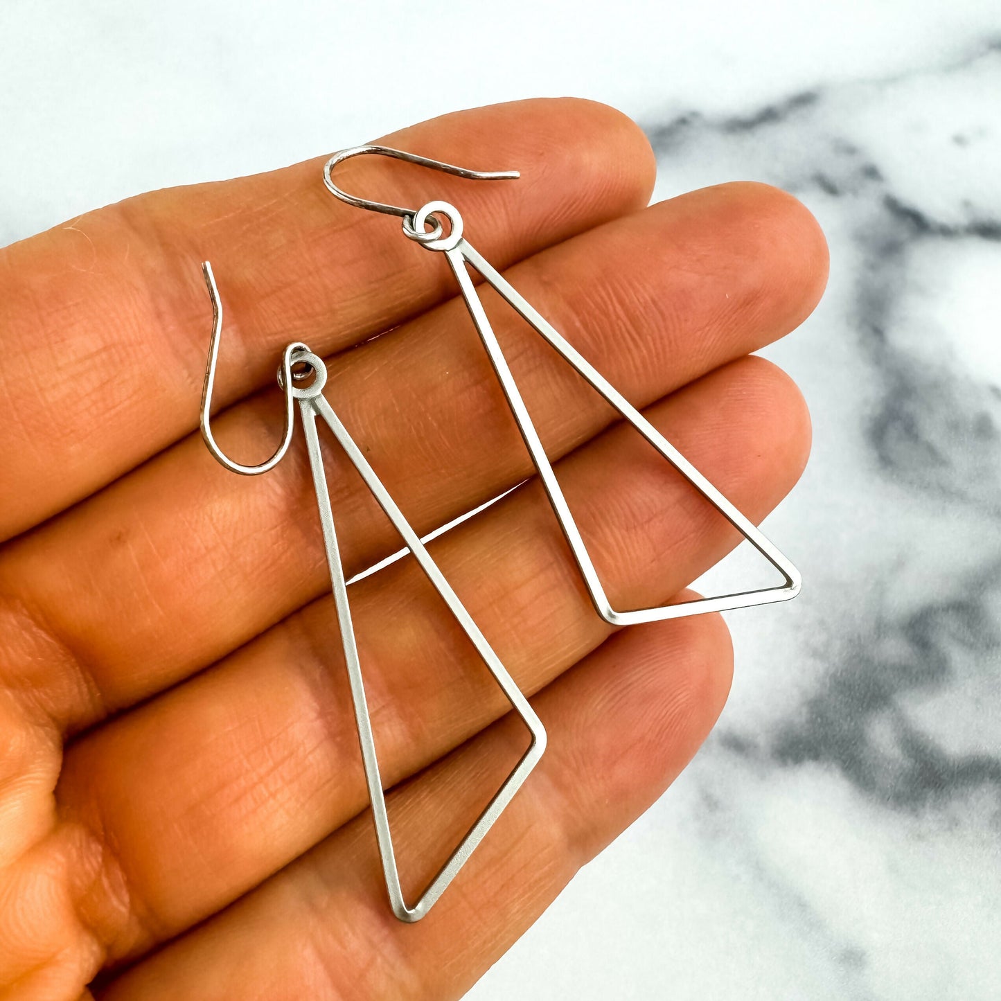 Gold or Silver Triangle Dangle Earrings