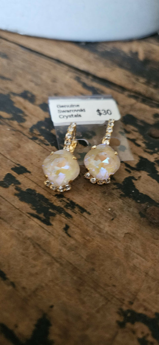Anytime Crystals 12mm Ivory Cream Earrings