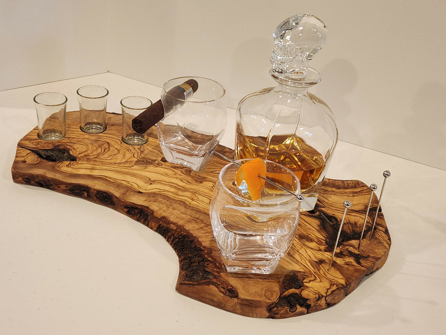 Char-Shooterie board and Decanter