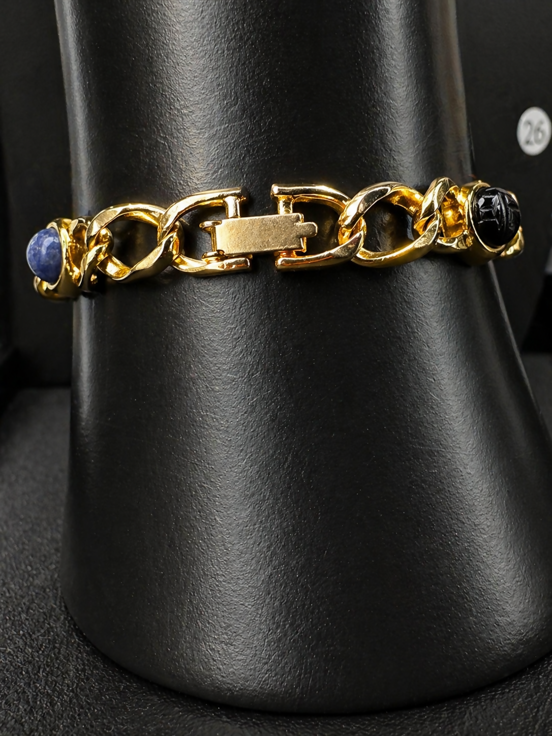Real Stone Scarab bracelet using jewelers metal 7”