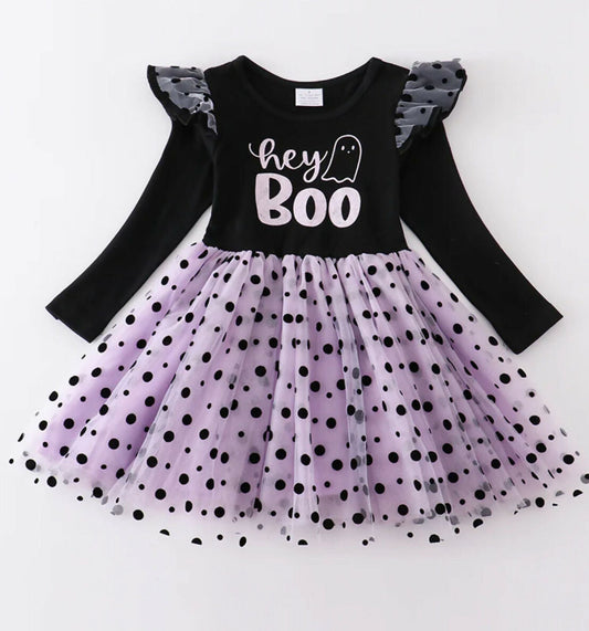 BLACK "BOO" RUFFLE DRESS