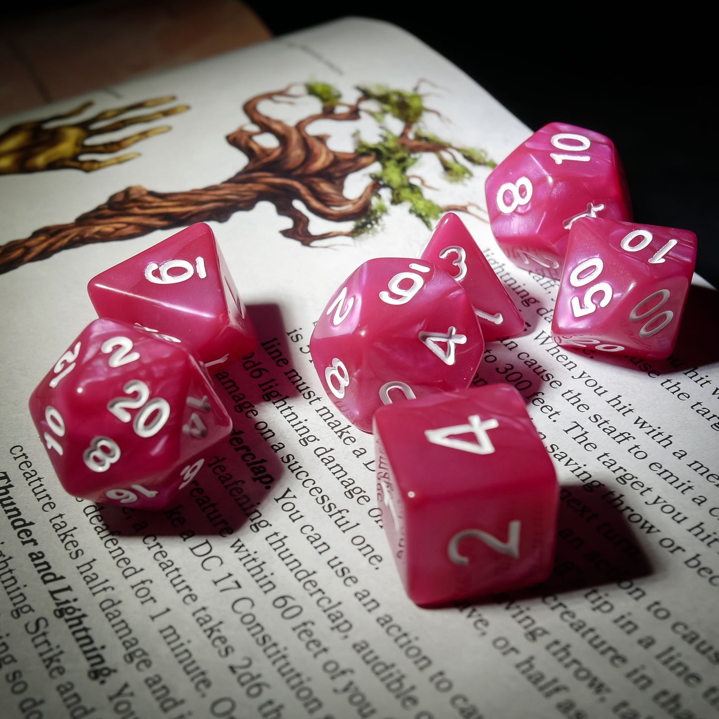 Rose Garden - 7 Piece DnD Dice Set | Acrylic RPG Gaming Dice