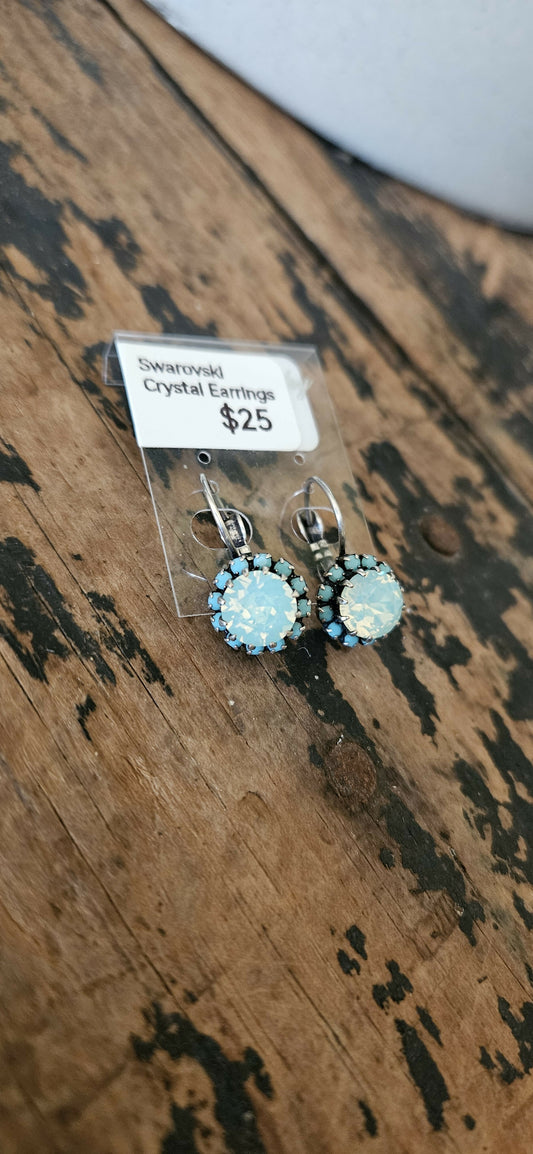 Anytime Crystals 8.5mm Green Opal Earrings