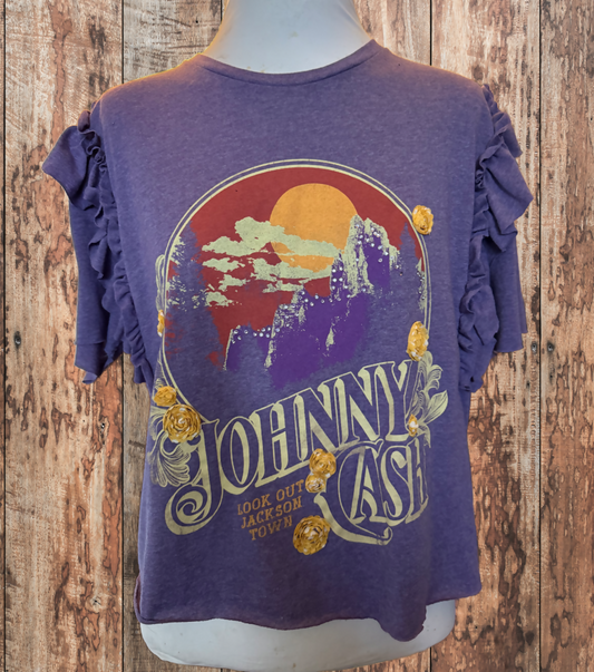 Johnny Cash Upcycled T-shirt, Size Large