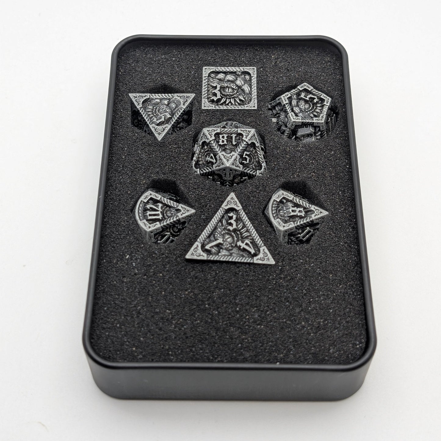 Elder Scroll - 7 Piece DnD Dice Set | Metal RPG Gaming Dice