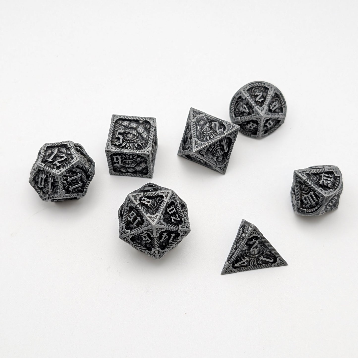 Elder Scroll - 7 Piece DnD Dice Set | Metal RPG Gaming Dice