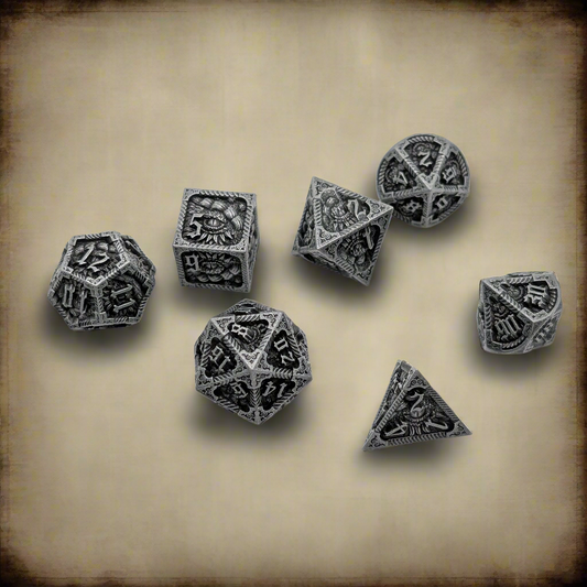 Elder Scroll - 7 Piece DnD Dice Set | Metal RPG Gaming Dice