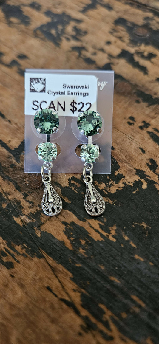 Anytime Crystals 6 & 8.5mm Vintage Dangle Earrings