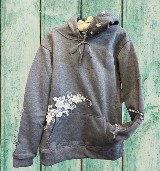 Upcycled Lace Sweatshirt Medium