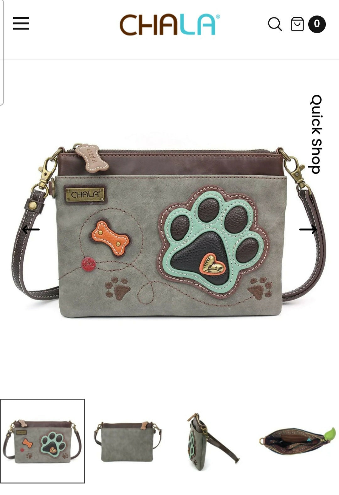 Anytime Crystals Chala Handbags Mini Crossbody - Teal Pawprint