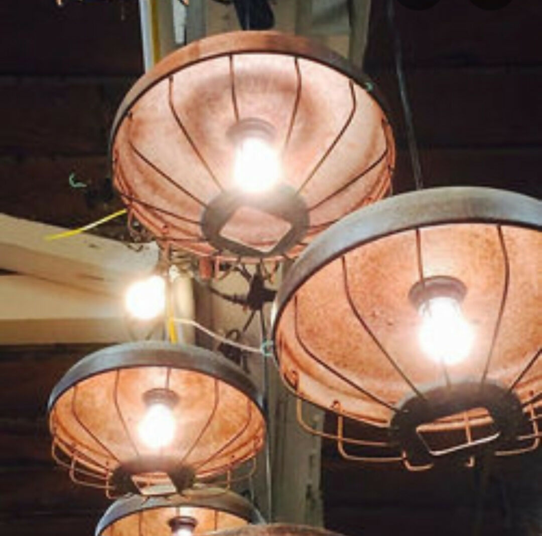 Antique Chicken Feeder hanging light