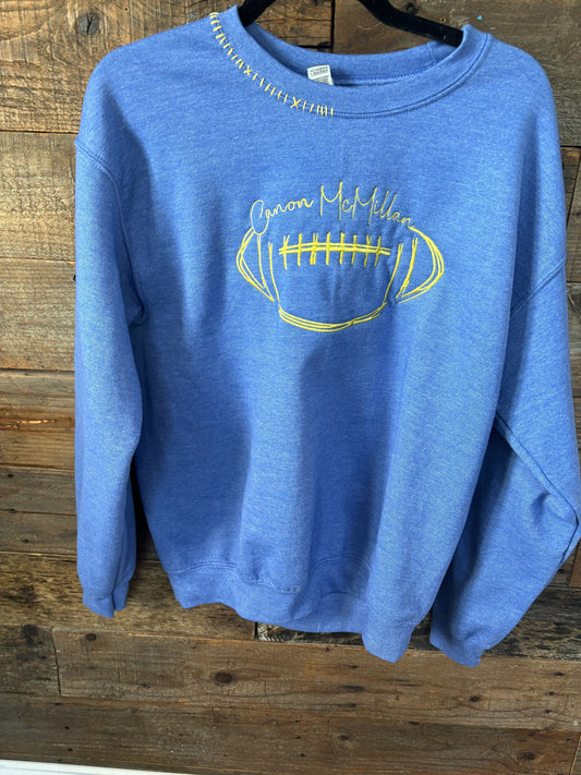 Distressed Football Crewneck