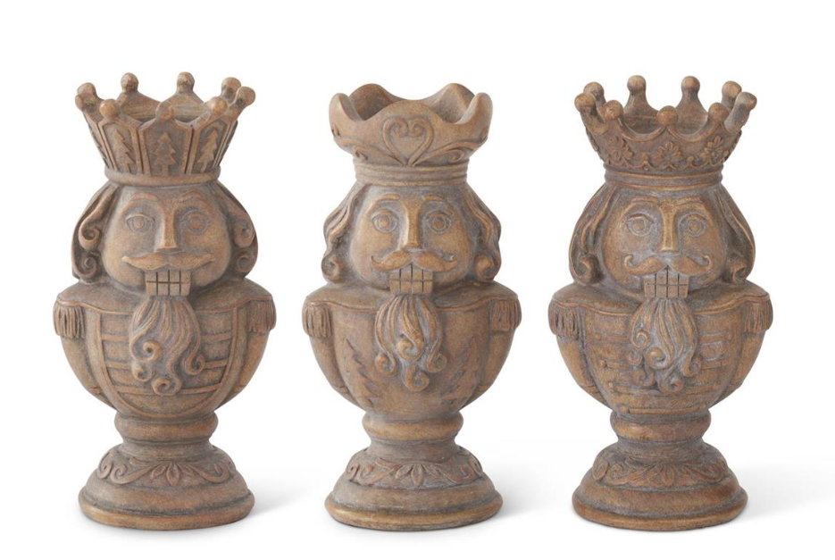 GRAY WASHED NUTCRACKER TEALIGHT CANDLE HOLDERS