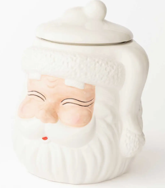 WHITE SANTA COOKIE JAR
