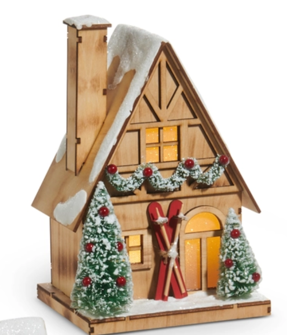 9" LIGHTED LODGE HOUSE