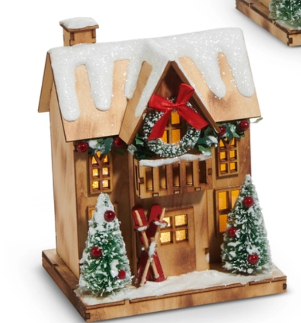9" LIGHTED LODGE HOUSE