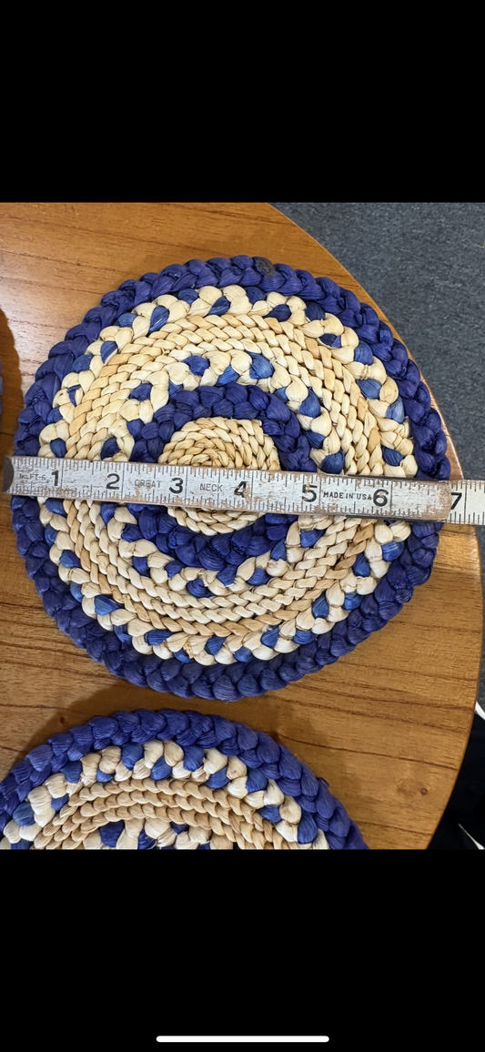 Blue seagrass trivets set of four