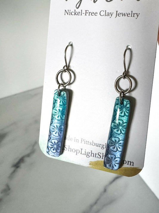 Blue Clay Floral Stick Dangle Earring