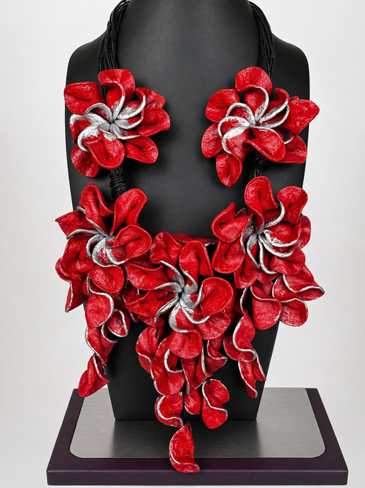 Couture Runway Statement Crimson Floral 32”