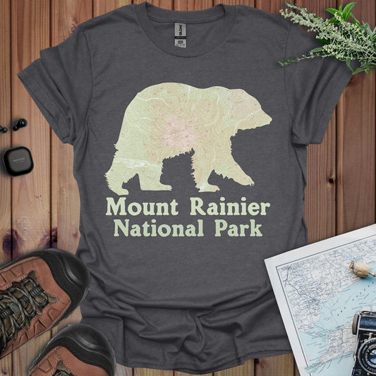 Mount Rainier National Park Topographic Map Bear Unisex Fit Soft T-Shirt
