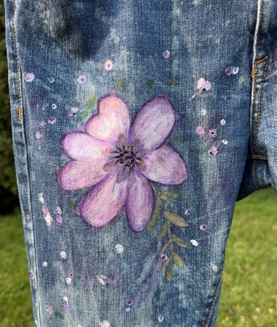 Bleached & Hand-Painted Denim Skinny Jeans 31/30