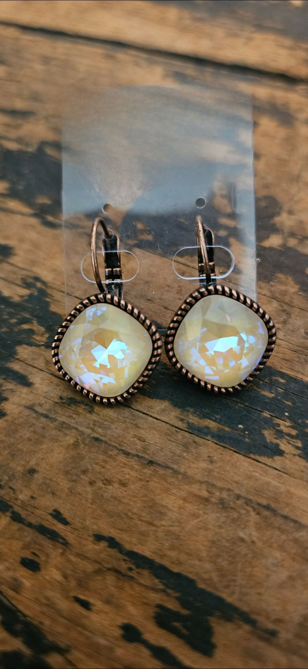 Anytime Crystals Genuine Swarovski Crystal 12mm Vanilla in Copper Earrings