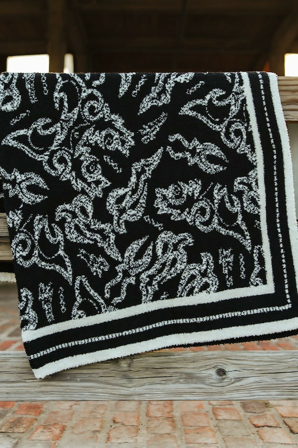 Western Scroll Print Throw Blanket