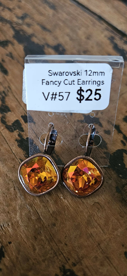 Anytime Crystals 12mm Burning Embers Earrings