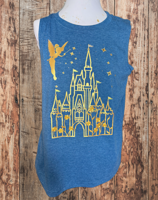Upcycled Sleeveless Rhinestoned Disney Shirt, Medium