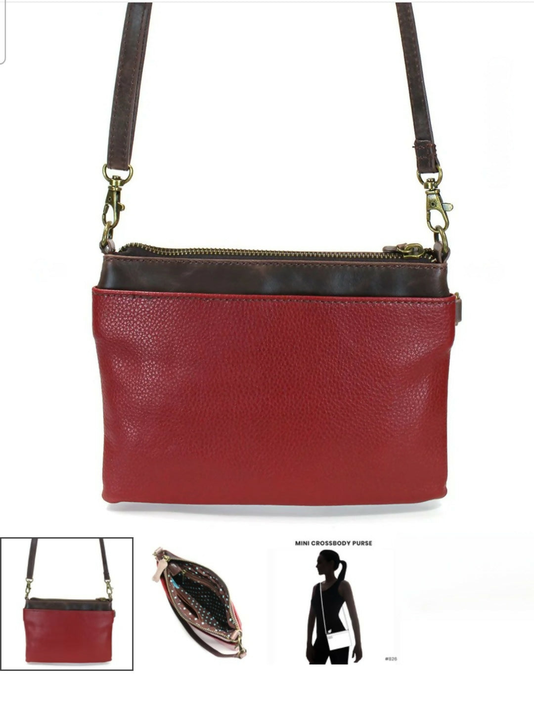 Anytime Crystals Chala Handbag Mini Crossbody - Teal Paw Print (Burgundy)