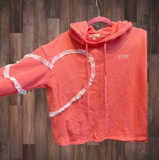Heart Ruffle Lightweight V-day Hoodie Medium