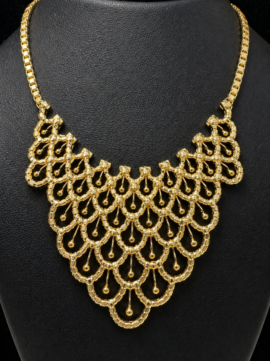 Vintage Rhinestone Statement Necklace with Aurora Borealis Bib