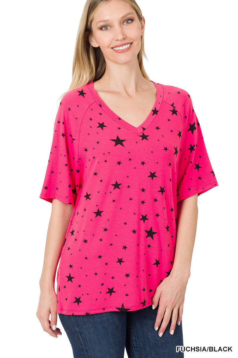 Zenana Star Print Raglan Top – Casual Comfort with a Pop of Patriotic Style