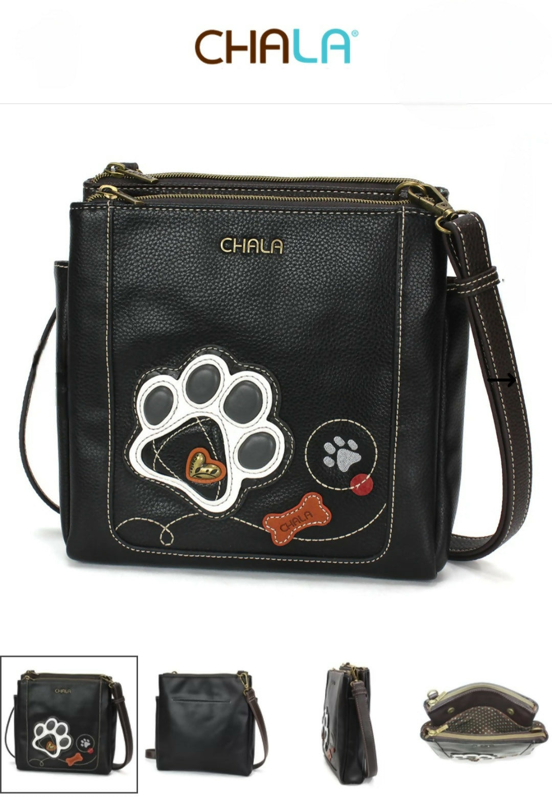 Anytime Crystals Chala Handbags Merry Messenger - Paw Print