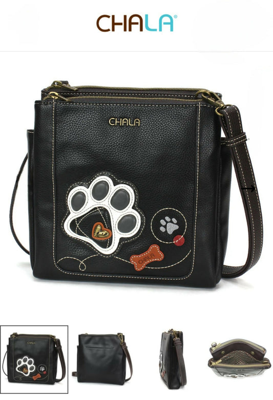 Anytime Crystals Chala Handbags Merry Messenger - Paw Print