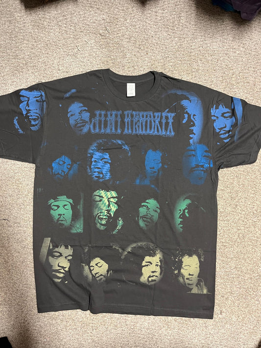 Vintage Jimi Hendrix T-shirt - AOP Spraypaint Hendrix Faces