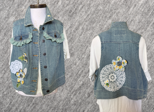 Lemon Inspired Upcycled Vest, XL