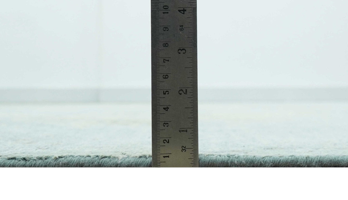 Abstract Design Blue, Beige And Gray 8x10 Hand Knotted Wool and Bamboo Silk Rug