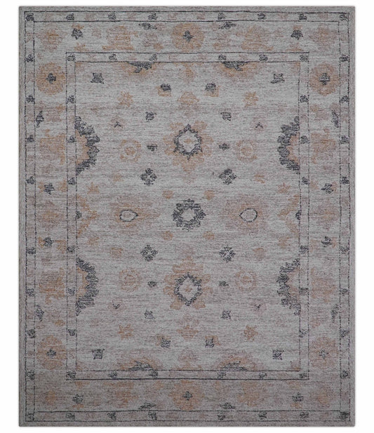 Alexa Custom Made Traditional Oushak Beige Hand Tufted wool rug