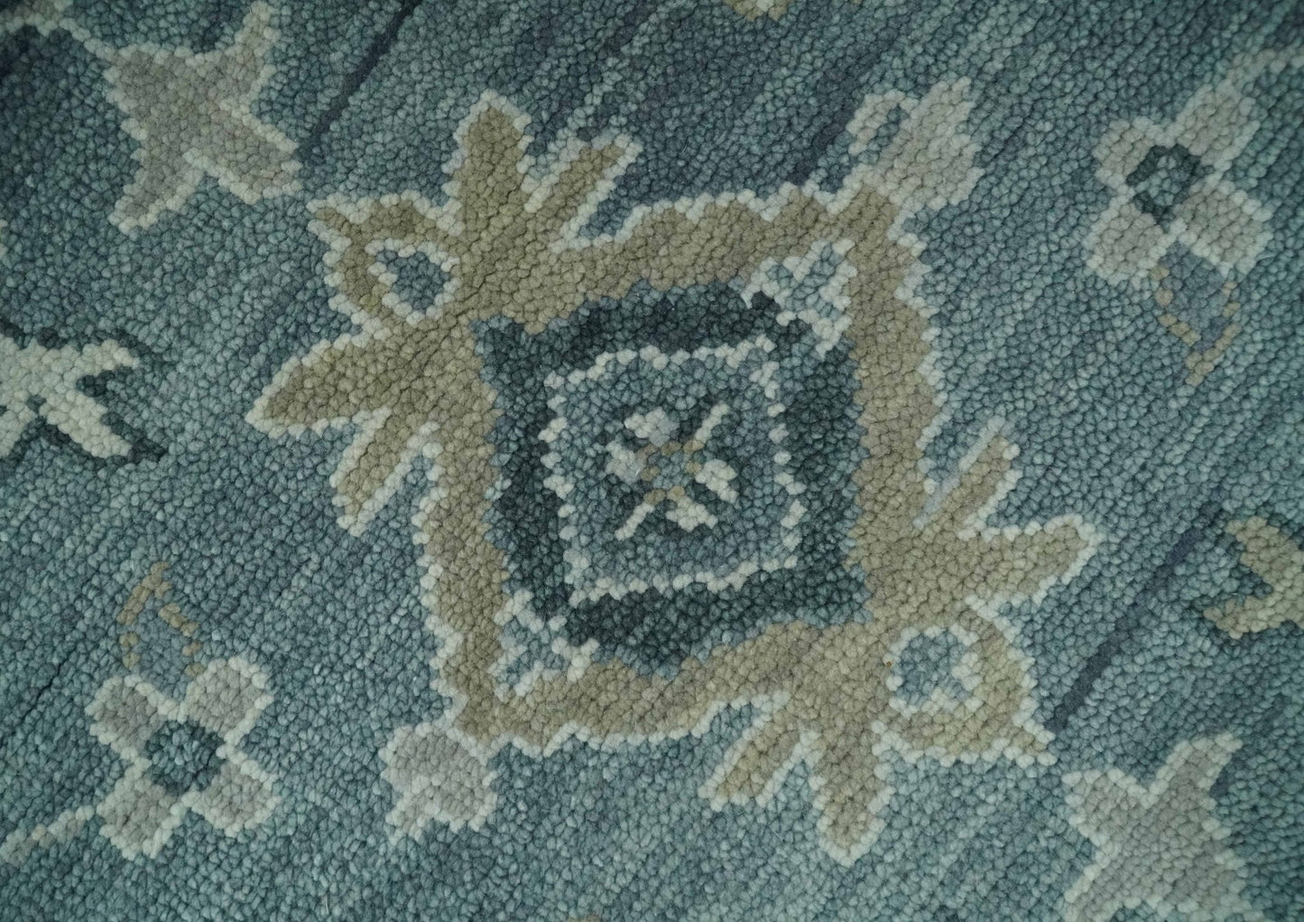 Antique Hand Knotted Oushak Gray and Silver Traditional wool Area Rug