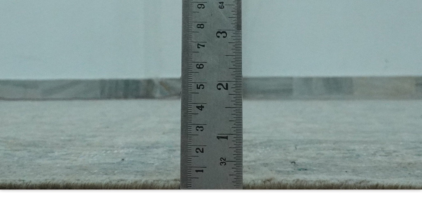 Antique Distress finish Silver, Teal and Brown Hand Knotted Traditional 8x10 wool Rug