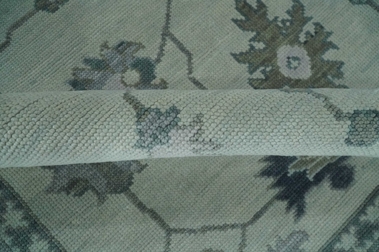 Antique multi size Hand Knotted Beige and Silver Traditional Floral Oushak wool Area Rug