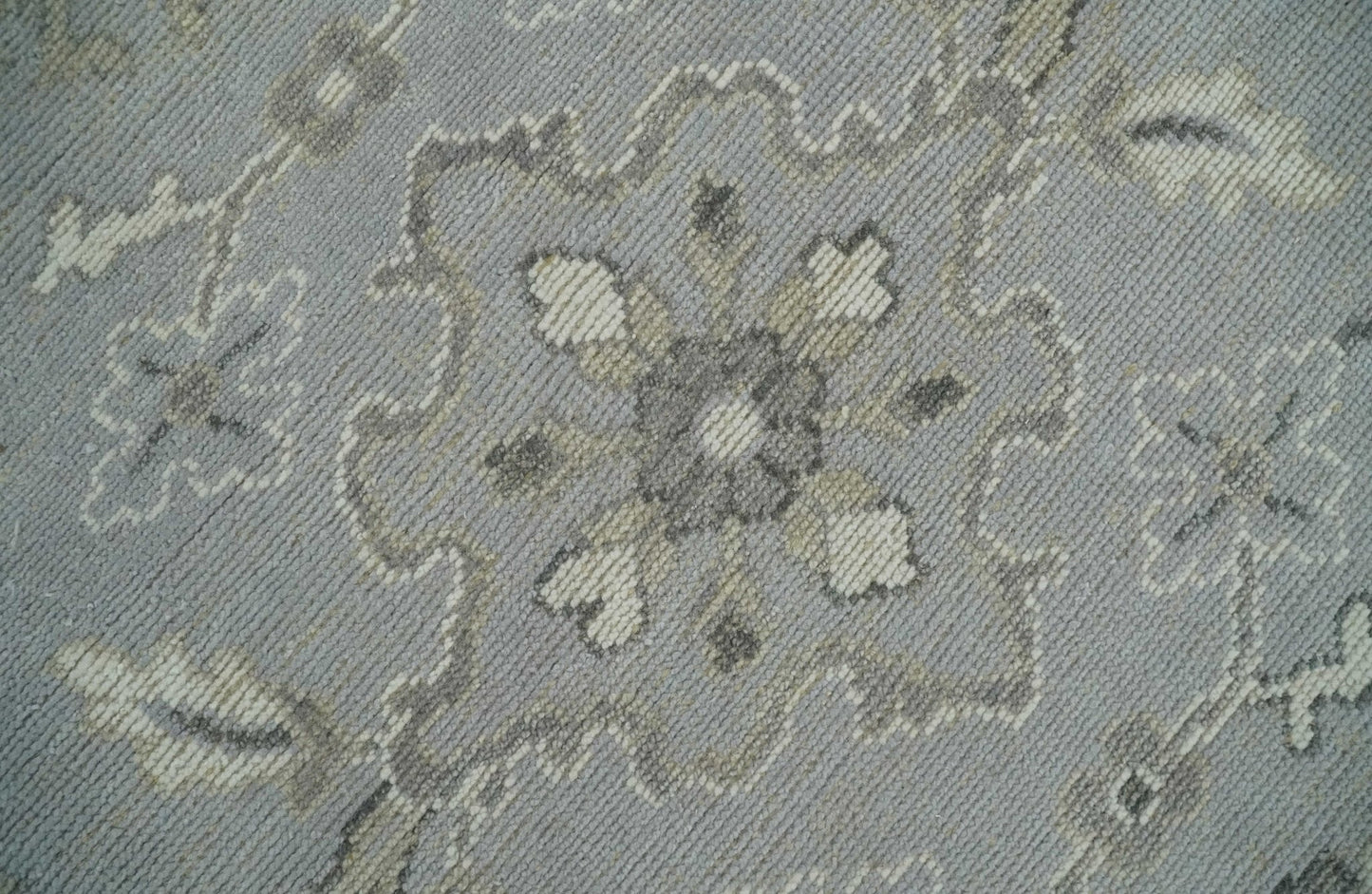 Antique Muted Silver Rug 8x11 Hand Knotted Turkish Silver, Beige and Brown Traditional Antique Persian Low Pile Area Rug