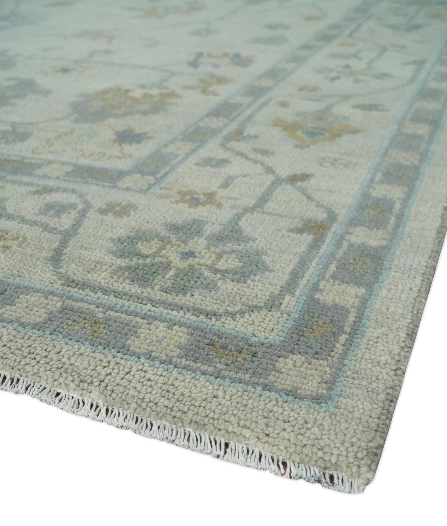 Antique Silver Hand knotted Traditional Multi Size Oushak Wool area Rug
