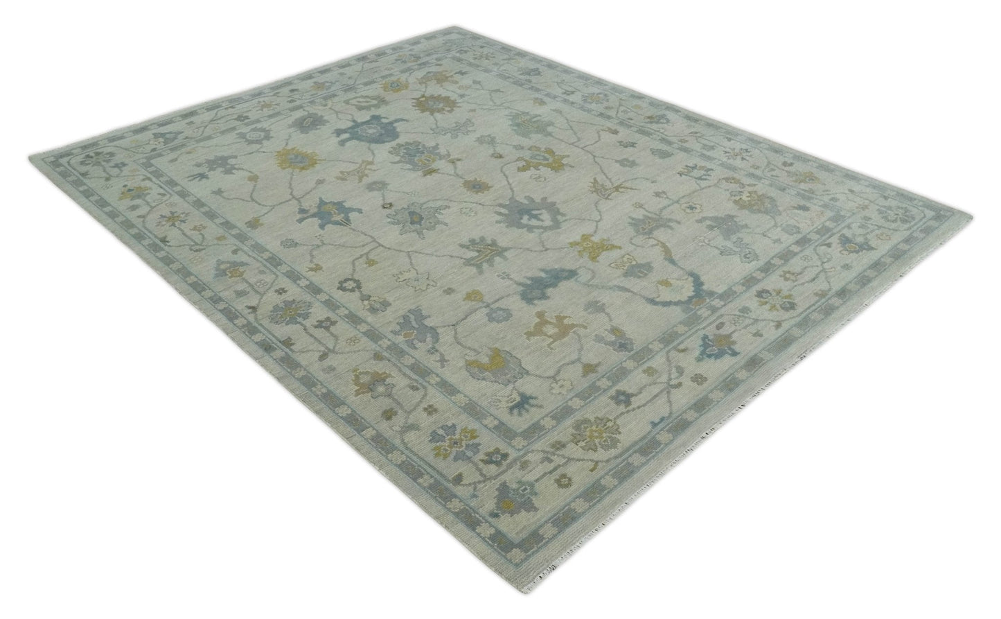 Antique Silver Hand knotted Traditional Multi Size Oushak Wool area Rug