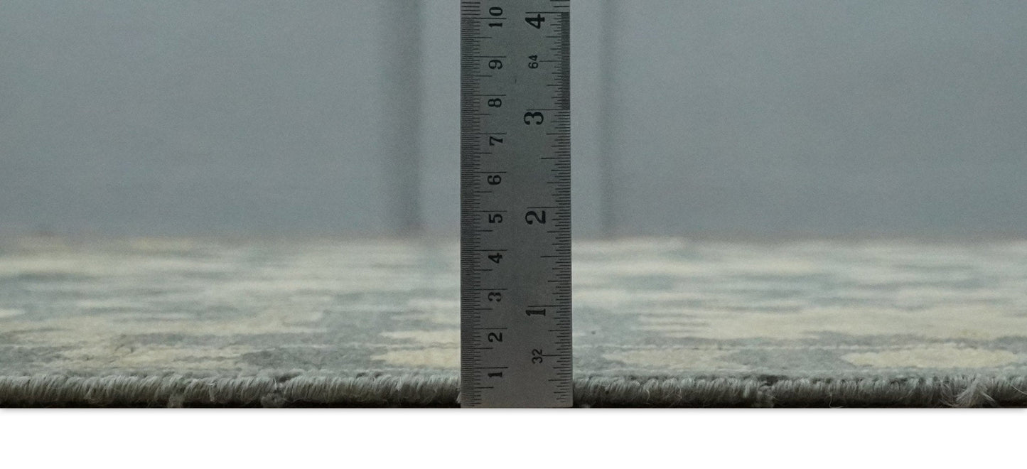 Antique Style 6x9 Hand Knotted Beige and Charcoal Traditional Wool Rug | N35669