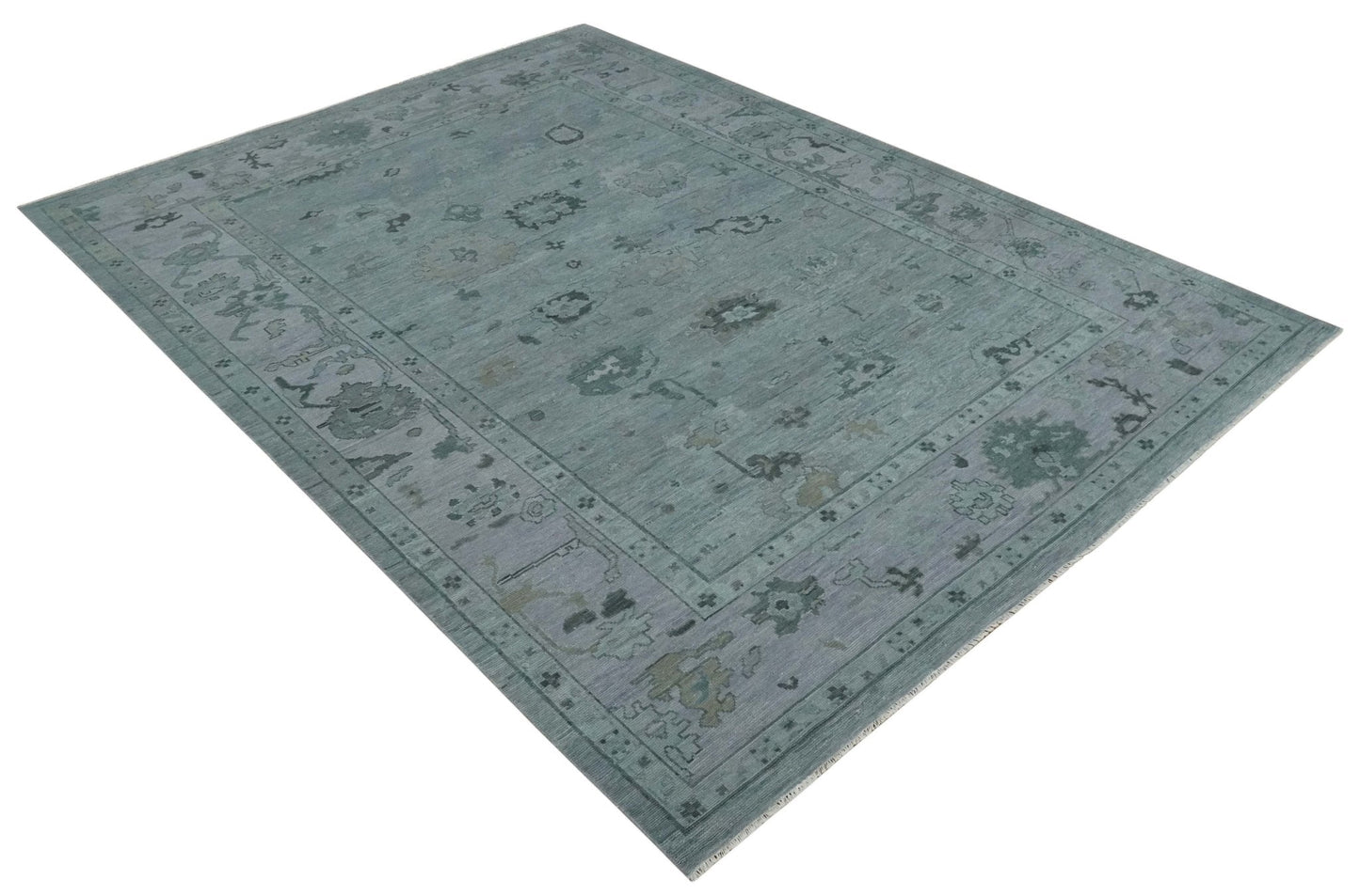 Antique style Gray and Silver Hand Knotted Multi Size Oushak Wool Area Rug