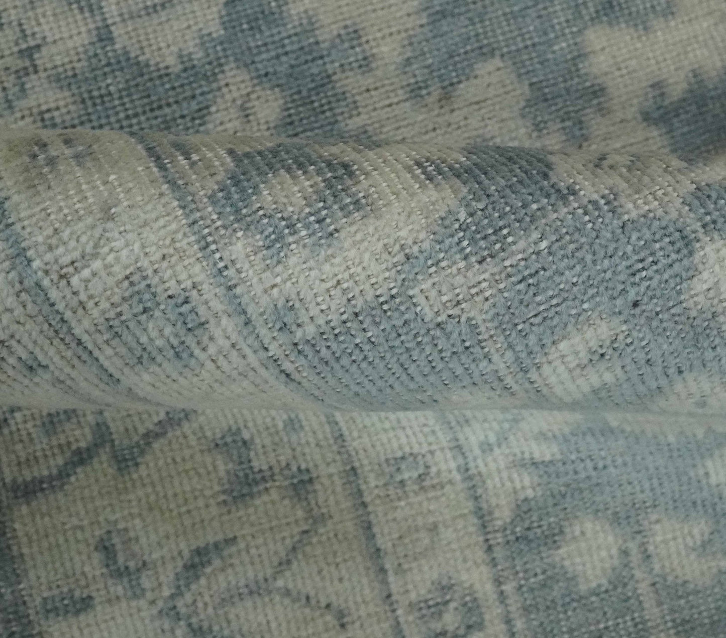 Antique Style Ivory and Charcoal Hand Knotted Traditional Oushak 2x4 wool Bedside Rug