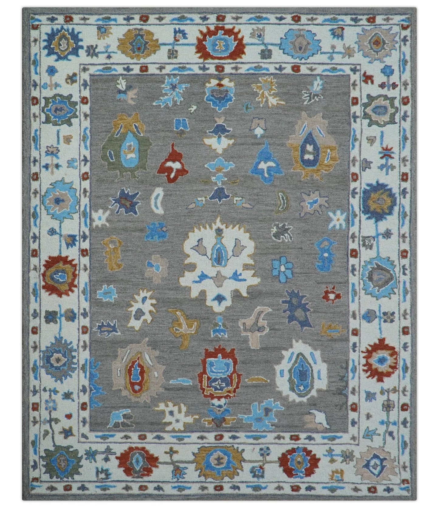 Artic Gray And Ivory Traditional Style Hand Tufted Wool Rug